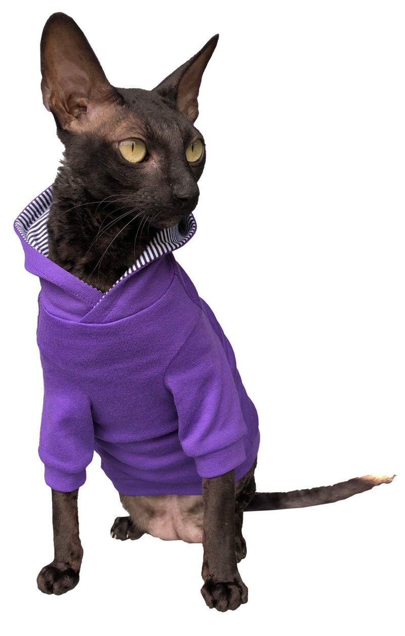 Kotomoda Sphynx Cat's Hoodie InPURPLE Naked Cat Hairless Cat Clothes (XL) XL - PawsPlanet Australia