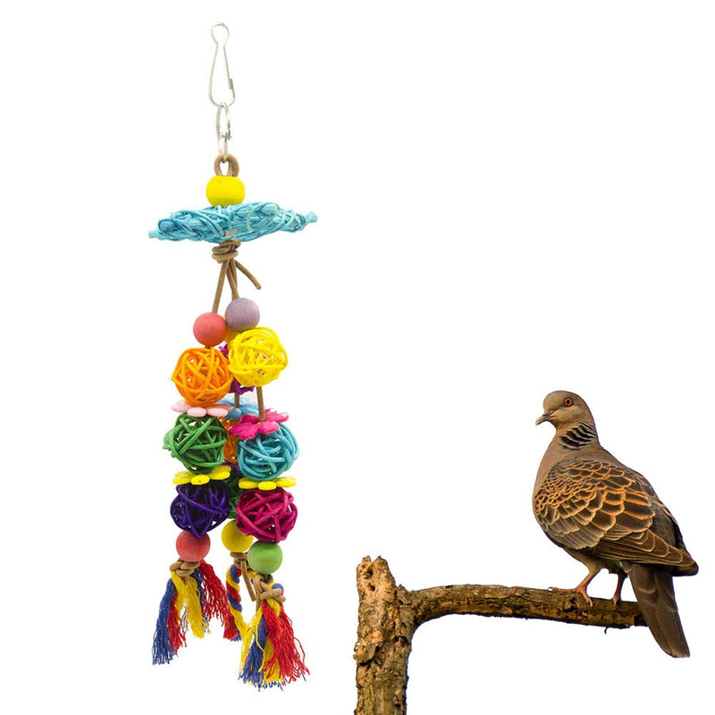 UKCOCO Colorful Bird Parrot Hanging Swing Rattan Balls Toy, Pet Bird Parrot African Greys Budgies Parakeet Cockatiels Cockatoo Conure Macaw Lovebird Cage Ornament Chew Toy - PawsPlanet Australia