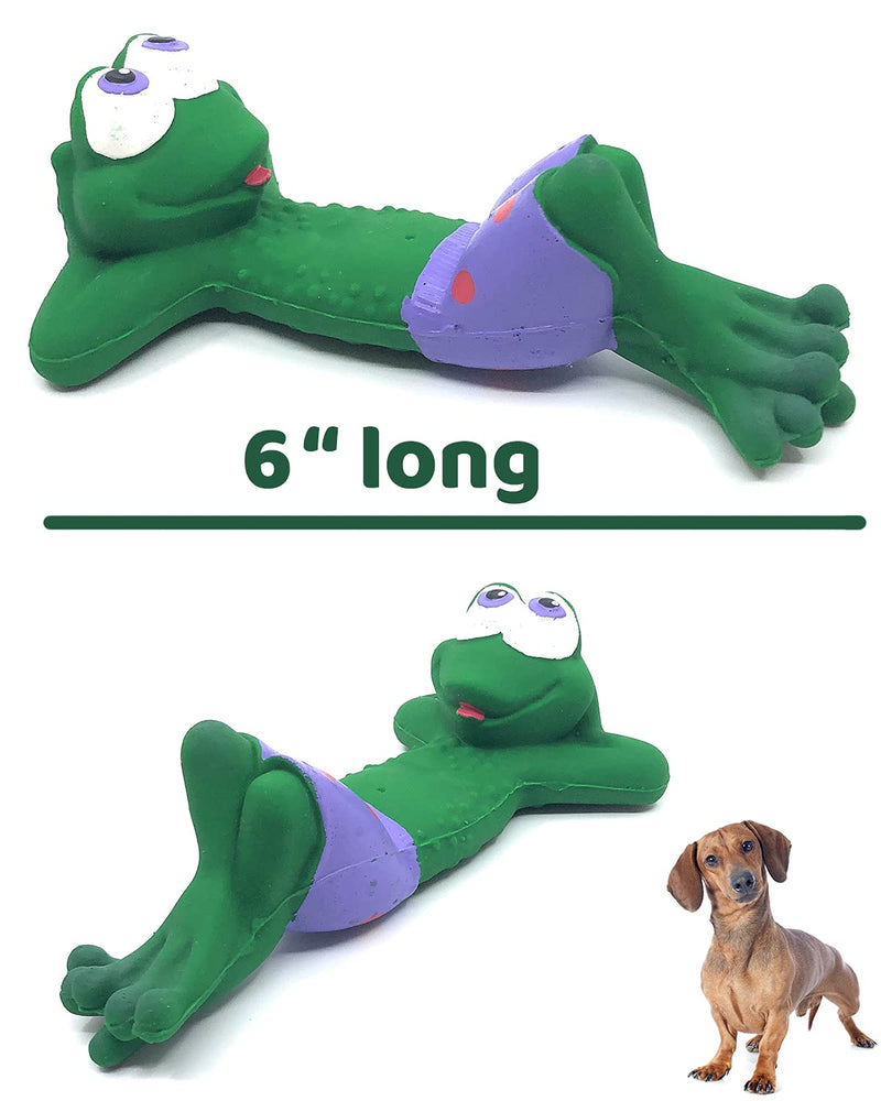 Beach Frog - Squeaky Dog Toy - Soft, Natural Rubber (Latex) - 6" Long - for Small Dogs & Puppies - Complies with Same Safety Standards as Baby Toys - PawsPlanet Australia