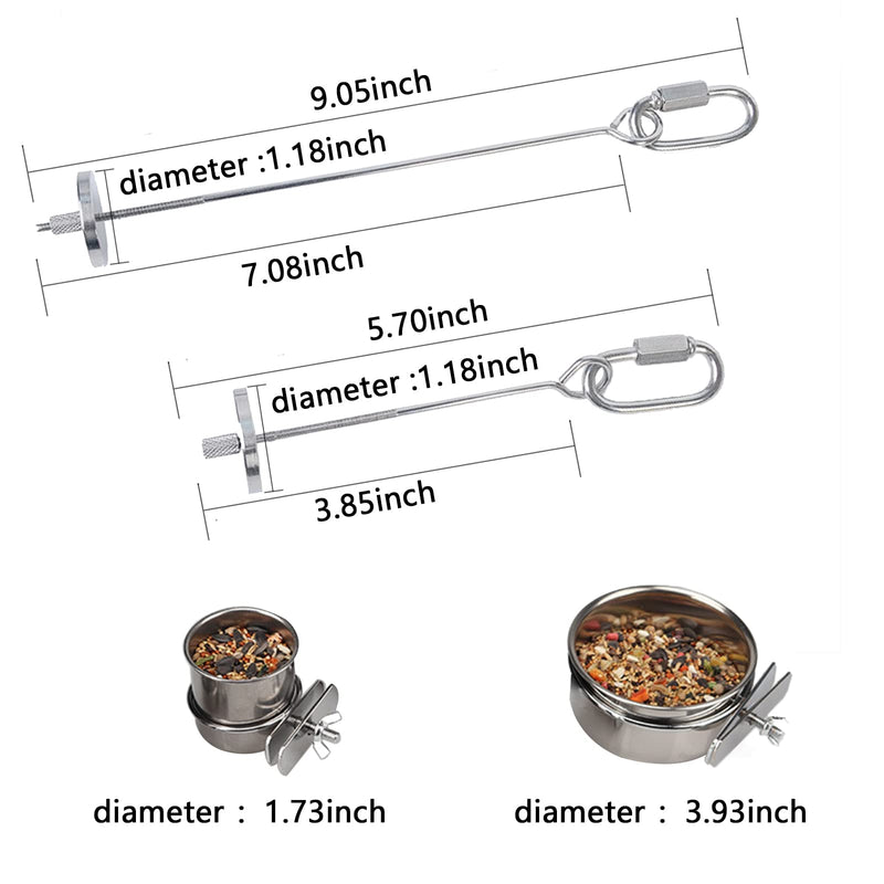 2 Pcs Parrot Feeding Cups Bird Food Bowls Stainless Steel for Cage Accessories 2 Pcs Bird Fruit Vegetable Holder Stainless Steel Skewer Foraging Hanging Food Feed Treating Tool for Parrots Cockatoo - PawsPlanet Australia