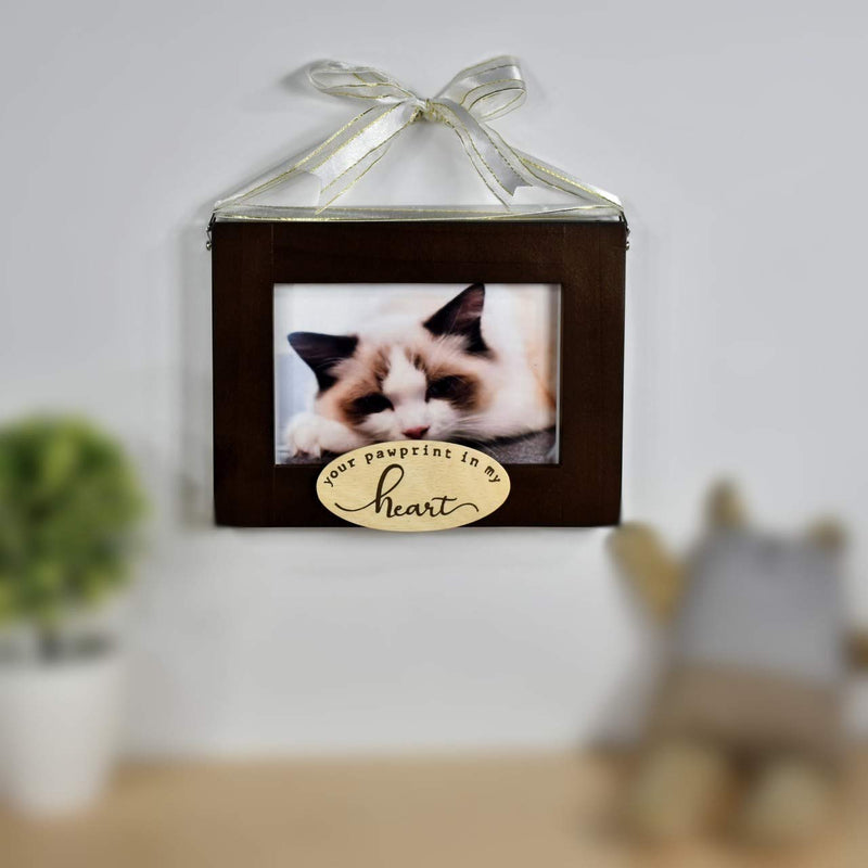 [Australia] - I’m Solid Wood Pet Memorial 2 Sided Picture Frame to Stand & Hang, Great for Pet Remembrance Sympathy Gift, Loss of Pets Dog or Cat Keepsake :Forever Love/Your Pawprint in My Heart”, 4x6 (Brown) Brown 