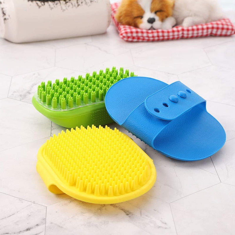 alouweekuky Pet Bath Massage Brush, 3 Pcs Grooming Brush, Rubber Shampoo Brush Set, for Dogs and Cats with Short or Long Hair - PawsPlanet Australia