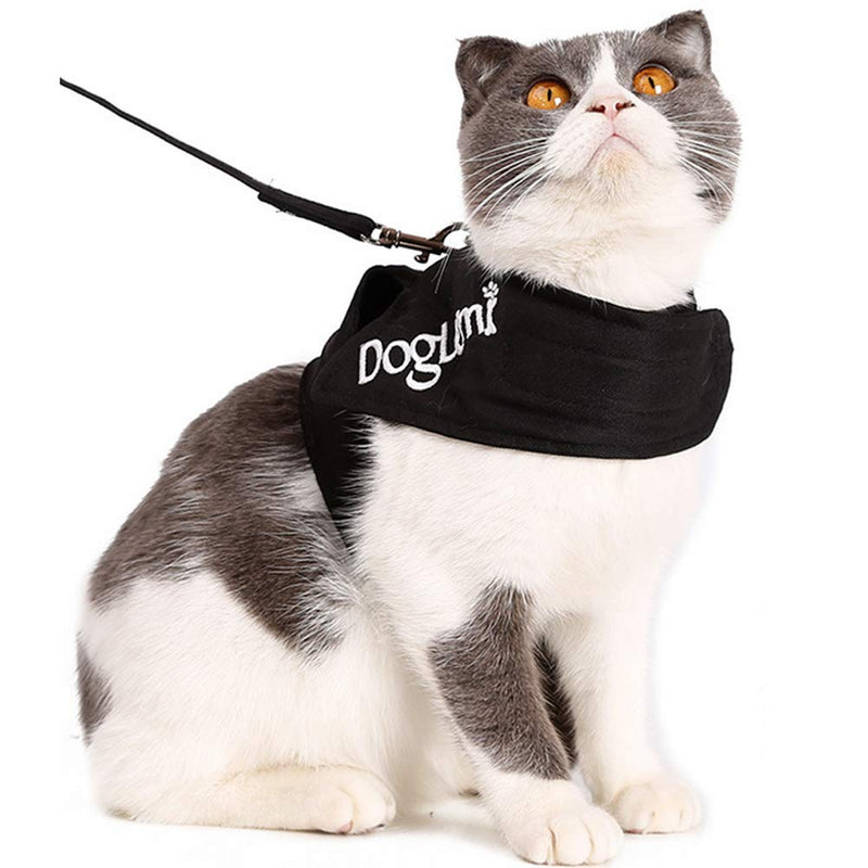 [Australia] - ASTERIA Cat Harness and Leash Set for Walking, Escape Proof with 47 Inches Leash - Adjustable Soft Vest Harnesses Cat Walking Jacket Fit for Pet Kitten Puppy Rabbit Black 