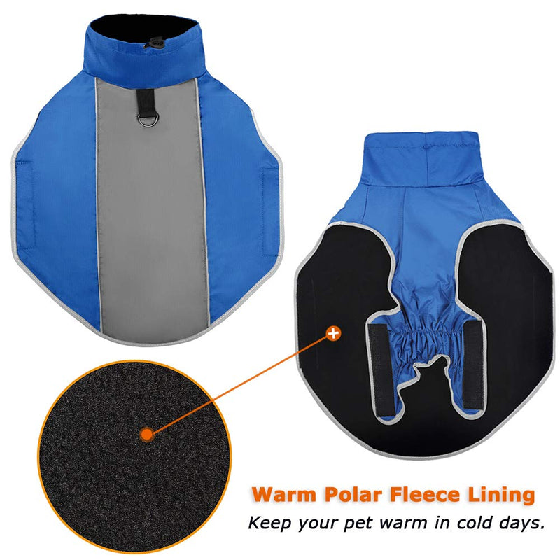 AOFITEE Waterproof Reflective Winter Dog Coat, Windproof Warm Fleece Lined Puppy Jacket, Lightweight Pet Sport Vest Outdoor Apparel for Small Medium & Large Dogs L for Small Dog Blue - PawsPlanet Australia