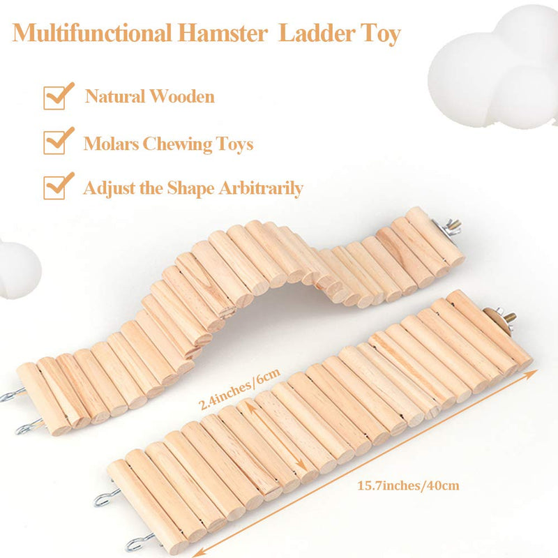 IAIGOGO 2 Pack Hamster Wooden Bridge Chinchilla Ladder Toys Bendable Hideout Climbing Stand Platform Cage Accessories for Guinea Pig Rat Mouse Ferret Chipmunk and Other Small Animals - PawsPlanet Australia