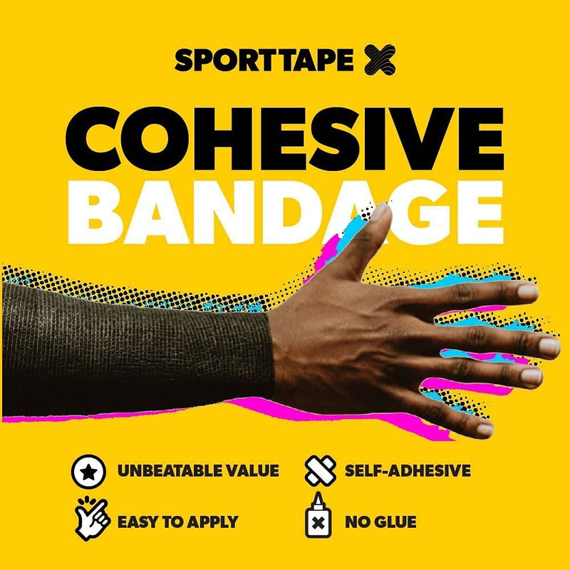 SPORTTAPE Cohesive Bandages | Self Adherent Vet Wrap & Pet Bandage - 7.5CM x 4.5M - Beige | Football Sock Wrap & Shin Guard Tape for Wrist & Ankle Sprains, Swelling & Compression - Single Roll 7.5x450 cm (Pack of 1) - PawsPlanet Australia