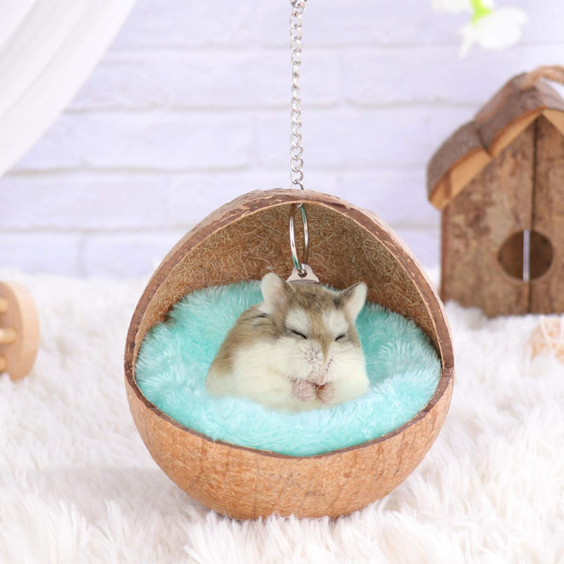 POPETPOP Hamster Nest Hanging Coconut Shell for Birds Warm Sleeping Bed Bird Nest Bird House Resting Place for Hedgehog Squirrel Pig Guinea - PawsPlanet Australia