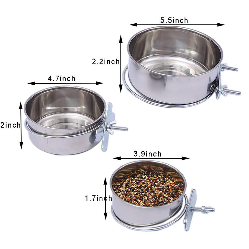 3 Pieces Bird Feeding Dish Cups Stainless Steel Parrot Feeding Cups Animal Cage Water Food Bowl Bird Cage Cups Holder with Clamp Holder for Bird Parrot Small Animal - PawsPlanet Australia