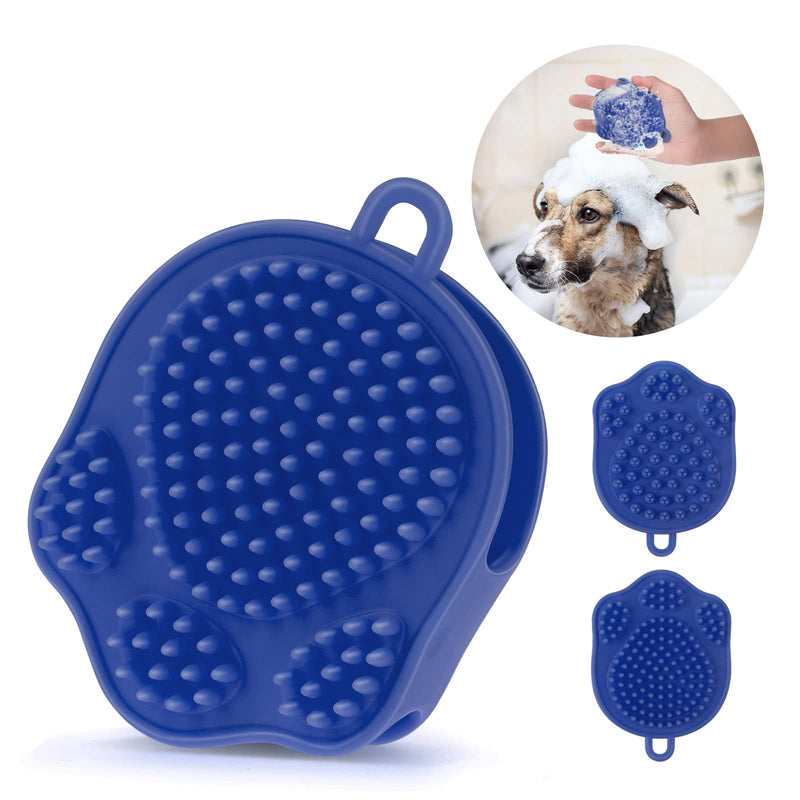 Cobee Dog Cat Bath Brush, Rubber Pet Grooming Brush 2-in-1 Puppy Massage Brush, Soft Hair Grooming Cleaning Brush for Long Short Hair (Blue) Blue - PawsPlanet Australia