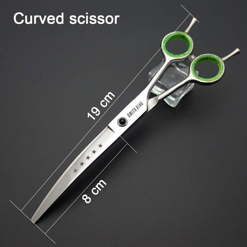 7.0 Inch Professional Dog Grooming Scissors Set Straight & Thinning & Curved & Chunker & Comb 5 Pieces in 1 Set for Left Handed & Right Handed Silver Color - PawsPlanet Australia