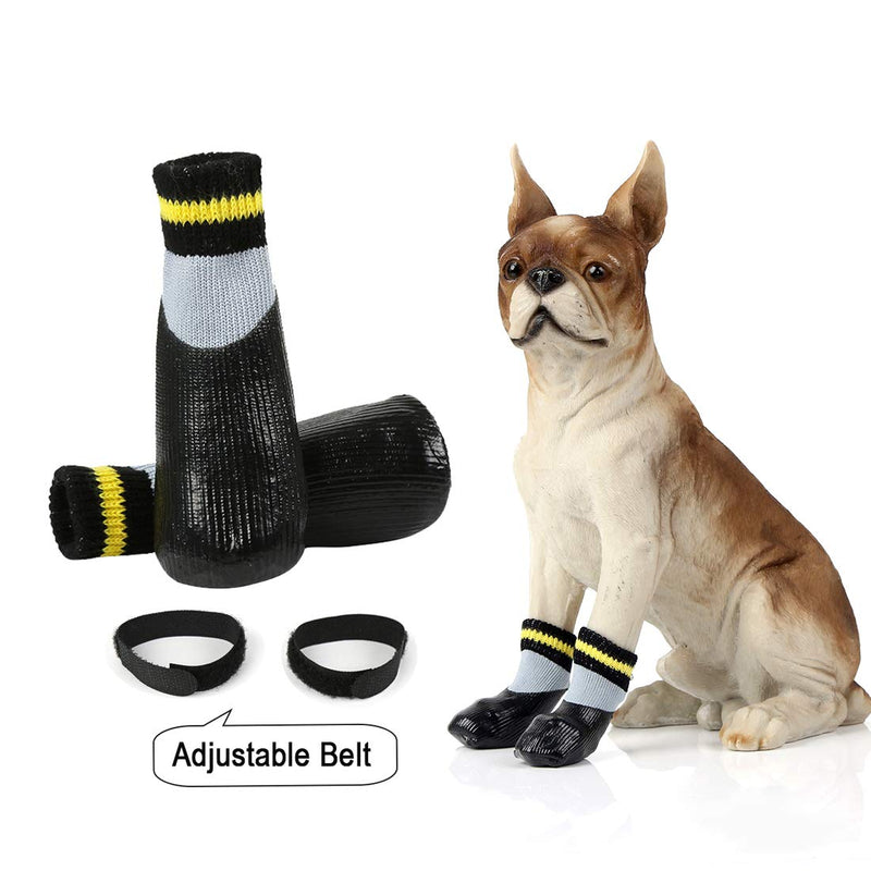 lanboer 2 Pairs Waterproof Dog Socks with Adjustable Straps - Anti-Slip Pet Paw Protectors for Indoor Outdoor Wear - Traction Control Dog Boots for Small Medium Dogs and Cats 1# black - PawsPlanet Australia