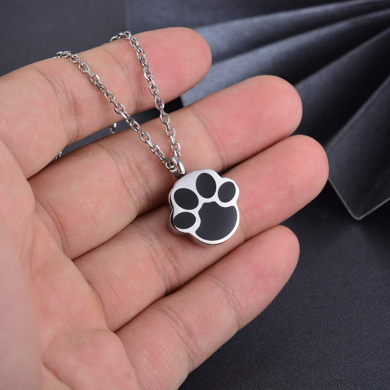Murinsar Dog/Cat Paw Memorial Urn Pendant Necklace for Ashes Animal Footprint Cremation Keepsake Jewelry-Forever in My Heart Backside Silver - PawsPlanet Australia