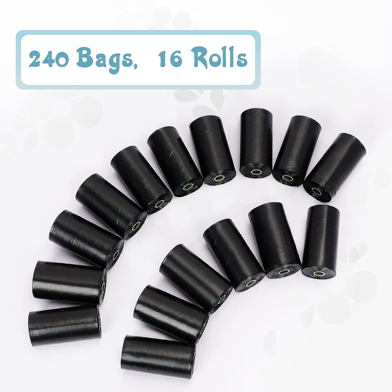FYY Dog Poo Bags, Dog Waste Bags Strong Eco-Friendly-16 Rolls, 240 bags Black - PawsPlanet Australia