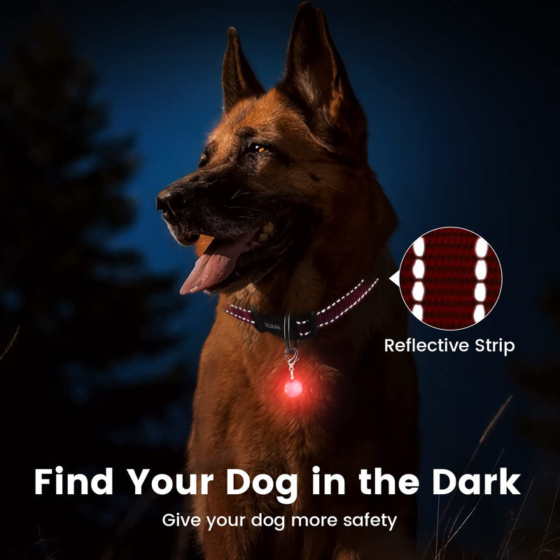 RUXAN Padded Dog Collar, Adjustable Basic Pet Collar with Reflective Strips, Soft Breathable Nylon Dog Collar (S, Red) S (w: 2.5cm, l: 35-40cm) - PawsPlanet Australia