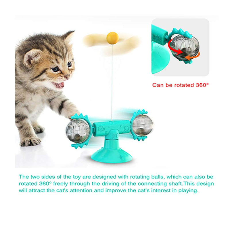 Interactive Cat Toys Ball Funny Toy with Suction Cup Portable, Pet Exercise Smart Cat Toy With Spinning catnip Balls blue - PawsPlanet Australia