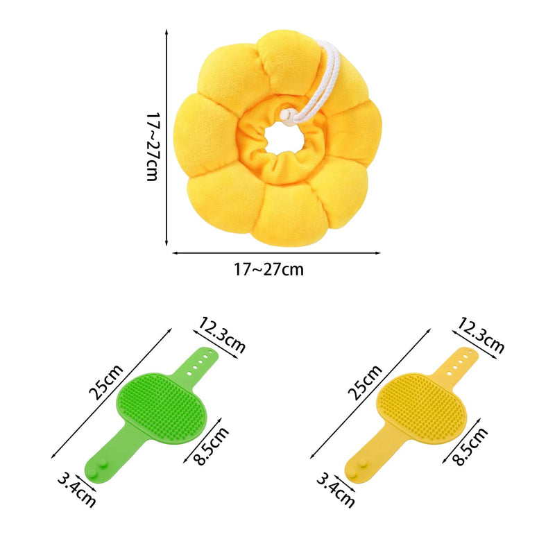 1 Piece Sunflower Collar with 2 Pieces Silicone Bath Brush, Adjustable Collar, Cat Surgery Recovery Collar, Soft Pet Collar - PawsPlanet Australia