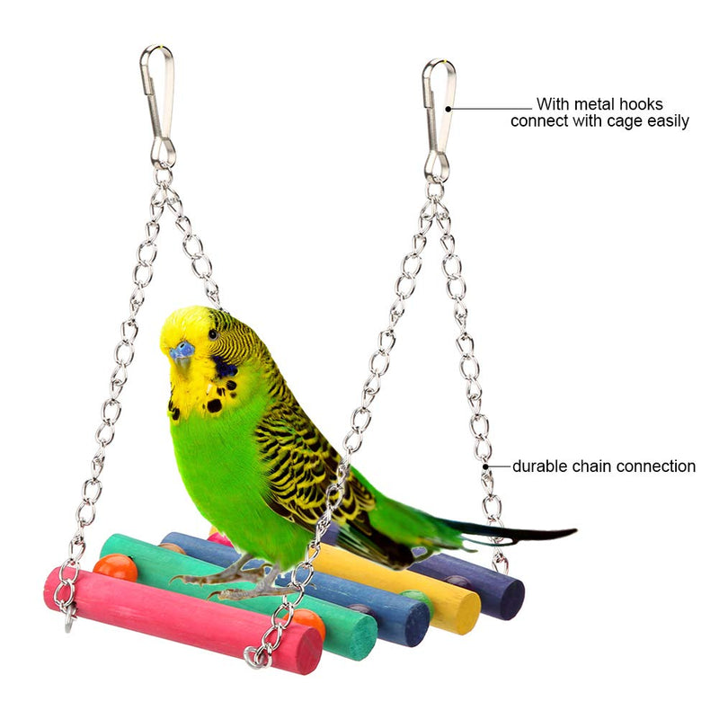 Fdit Wooden & Metal Pet Bird Swing Toy Bells Colorful Parrot Cage Hammock Hanging Toys 5pcs/Set - PawsPlanet Australia