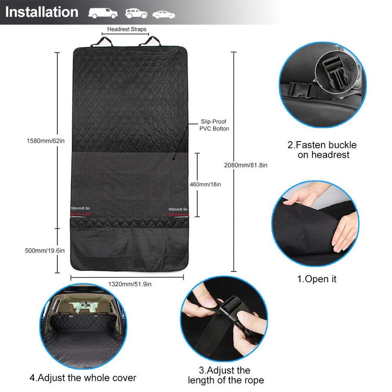 Zellar Car Boot Liner, Universal Waterproof Scratch Proof Pet Dog Car Back Seat Cover Boot Liner Protector Mat Dog Hammock for Cars Trucks SUV and More, Medium M Black - PawsPlanet Australia