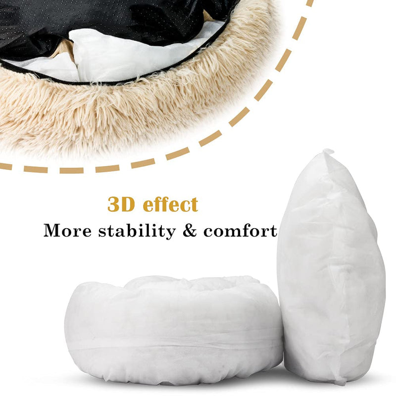OYANTEN Cat Beds and Dog Bed with Removable Cover, Fluffy Self-Warming Calming Donut Pet Bed for Indoor Cats,Machine Washable Round Warm Bed for Cats and Small Medium Dogs 19.6in Champagne - PawsPlanet Australia
