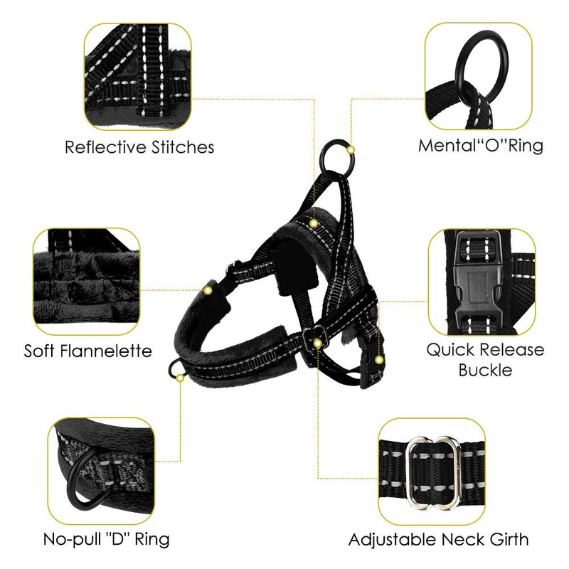 SlowTon No Pull Small Dog Harness and Leash, Front Lead Walk Vest Harness Soft Padded Reflective Adjustable Puppy Harness Anti-Twist Pet Lead Quick Fit for Small Dog Cat Animal XX-Small Black - PawsPlanet Australia