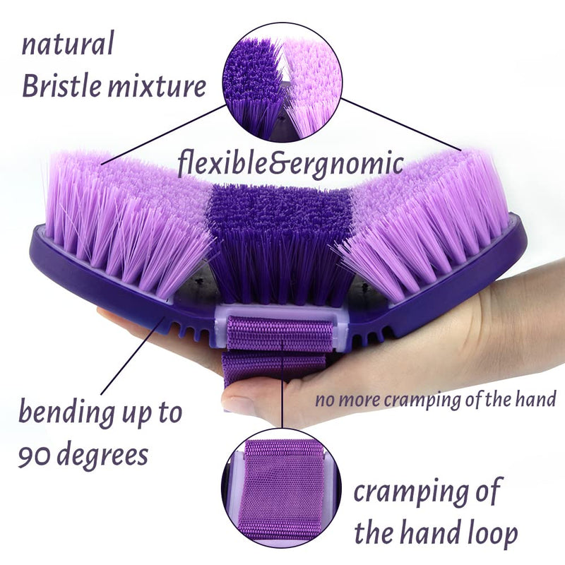 Hillylolly horse brush, horse root brush, long bristles, soft horse brush, horse magic brush, horse cleaning brush, horse root brush for children and horse lovers, purple - PawsPlanet Australia