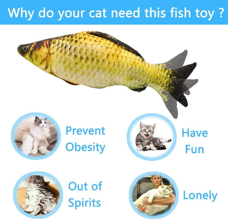 SUNDEER Electric Dancing Fish Cat Catnip Toy, Electric Moving Realistic Wiggle Fish Toy, Realistic Plush Fish Cat Toy Funny Interactive Pets, Cat Toy Catnip Toys for Cat/Kitty/Kitten Flopping Fish C - PawsPlanet Australia