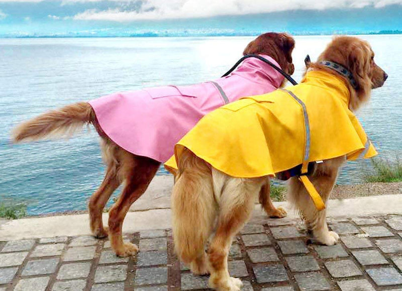 Tineer Adjustable Waterproof Pet Dog Hooded Raincoat Reflective Dog Rain Coat Jacket Dog Rain Clothes for Small Medium Large Dogs (XL, Pink) XL - PawsPlanet Australia