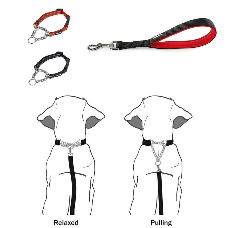 Lampop Short Dog Lead Leash for Medium Large Strong Dogs Easy Control Nylon Webbing Leads Soft Pet Training Traffic with Neoprene Padded Handle and Metal Clip (Black, M: 12.6in Length) M: 32CM/12.6in Length Black - PawsPlanet Australia