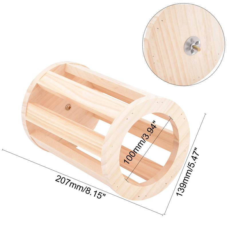 AHANDMAKER Rabbit Hay Feeder Rack, Natural Wooden Cylindrical Wall-Mountable Hay Manger for Small Animals, Bunny Feeder, Guinea Pig Food Bowl, Chinchilla Hay Bin - PawsPlanet Australia