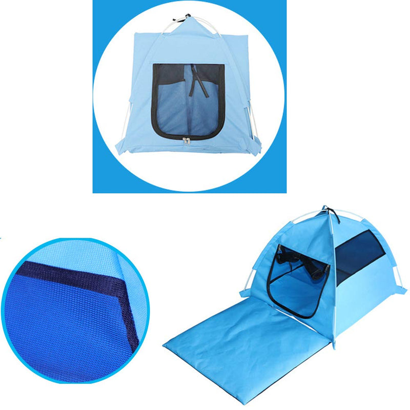 [Australia] - WeeH Small Medium Pet House Dog Cage Folding Outdoor Cat Bed Pad for Travel - Pop Up Dog Cat Tent Camping Beach Sun Shelter Blue 