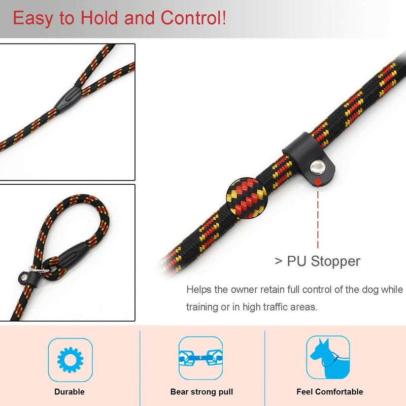 Coolrunner Durable Dog Slip Rope Leash, 5 FT Dog Training Leash, Strong Slip Lead, Standard Adjustable Pet Slipknot Nylon Leash for Small Medium Dogs(10-80 lb) Black - PawsPlanet Australia