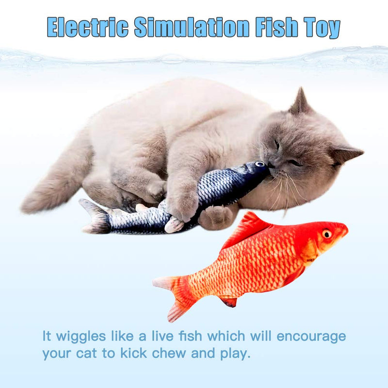 TOOGE Cat Toys for Indoor Cats, 2 Pack Electric Moving Fish Cat Toy Realistic Interactive Flopping Fish Cat Kicker Catnip Toys - PawsPlanet Australia