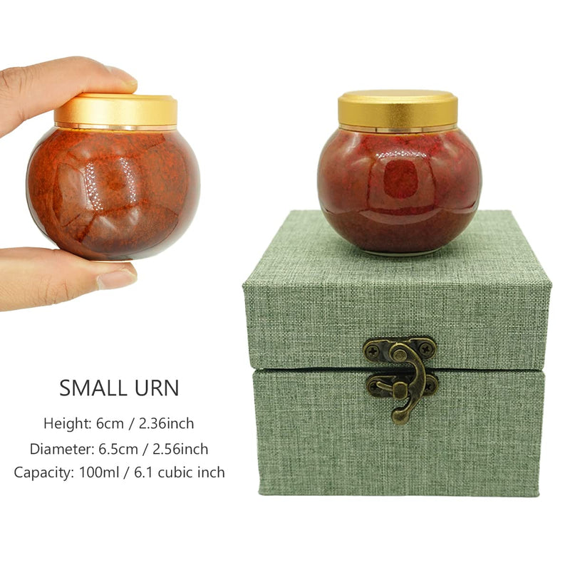 ZHIQIYI Small Urn Mini Urn, Human or Pet Keepsake Urns, Handmade Ceramics Ashes Box, Alloy Threaded Sealing Cover, Display Burial at Home or Office (Red) Red - PawsPlanet Australia