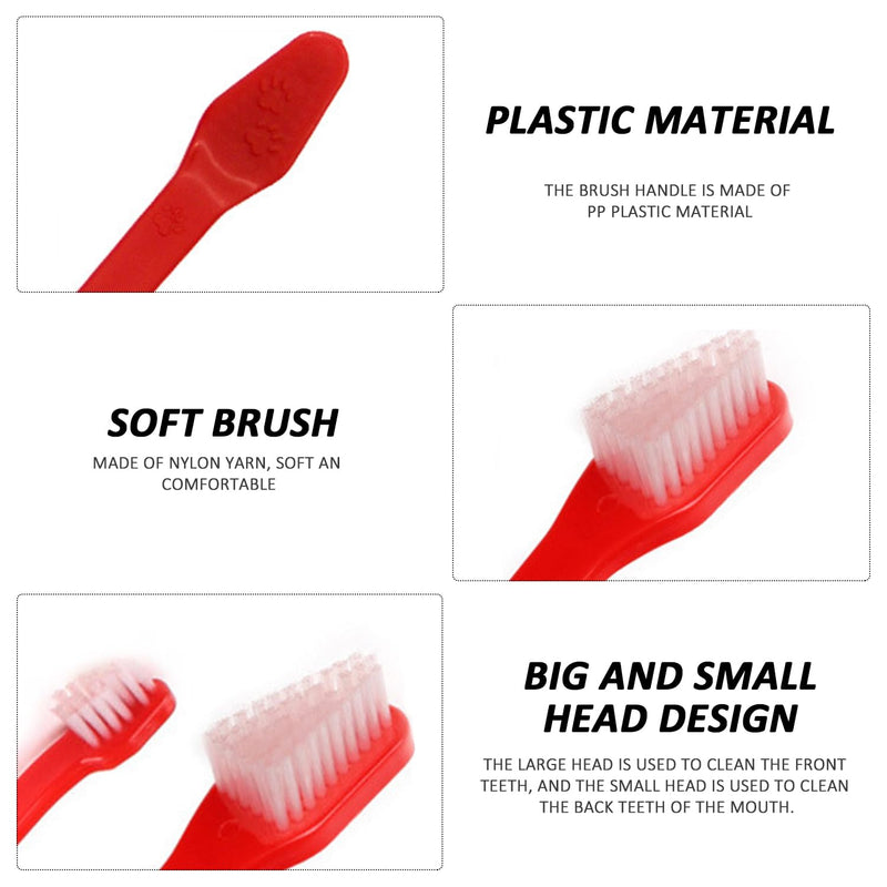 4 Piece Pet Double Toothbrush with 3 Piece Finger Cover, Pet Toothbrush, Dental Care for Dogs and Cats, Anti-Plaque Toothbrush, Pet Toothbrush - PawsPlanet Australia