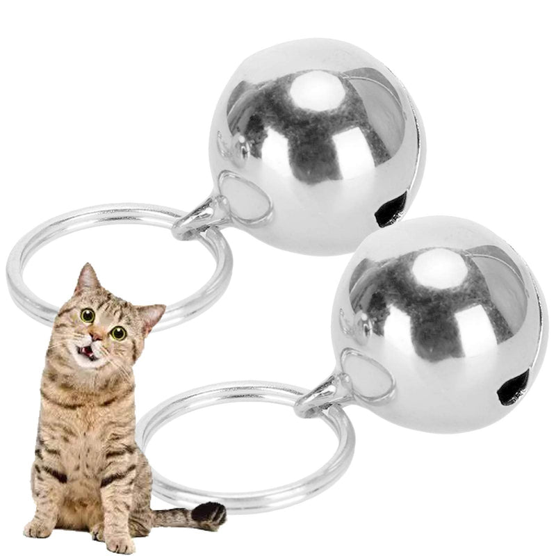 2 Pcs Rustproof Copper Bells Extra Loud Pair of Cat and Dog Wearable Bells Collar Charm Bells for Protecting Birds and Wildlife Silver - PawsPlanet Australia