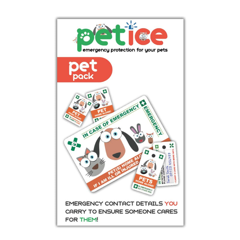 ICECARD PET Home Alone PREMIUM Card Pack - Wallet size card with WRITABLE reverse for Contact Details of Friends, Family or Neighbours who will look after you pets if you are ill or injured - PawsPlanet Australia