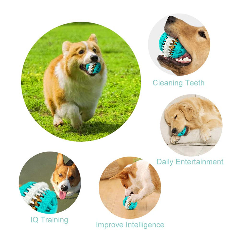 AnNido Dog Toy Ball, Bite Resistant Chew Toys for Dogs Puppy Cat, Food Dispensing Ball, Rubber Ball Treat Toy, Durable and Multifunctional Molar Toy Tooth Cleaning Ball- Blue - PawsPlanet Australia