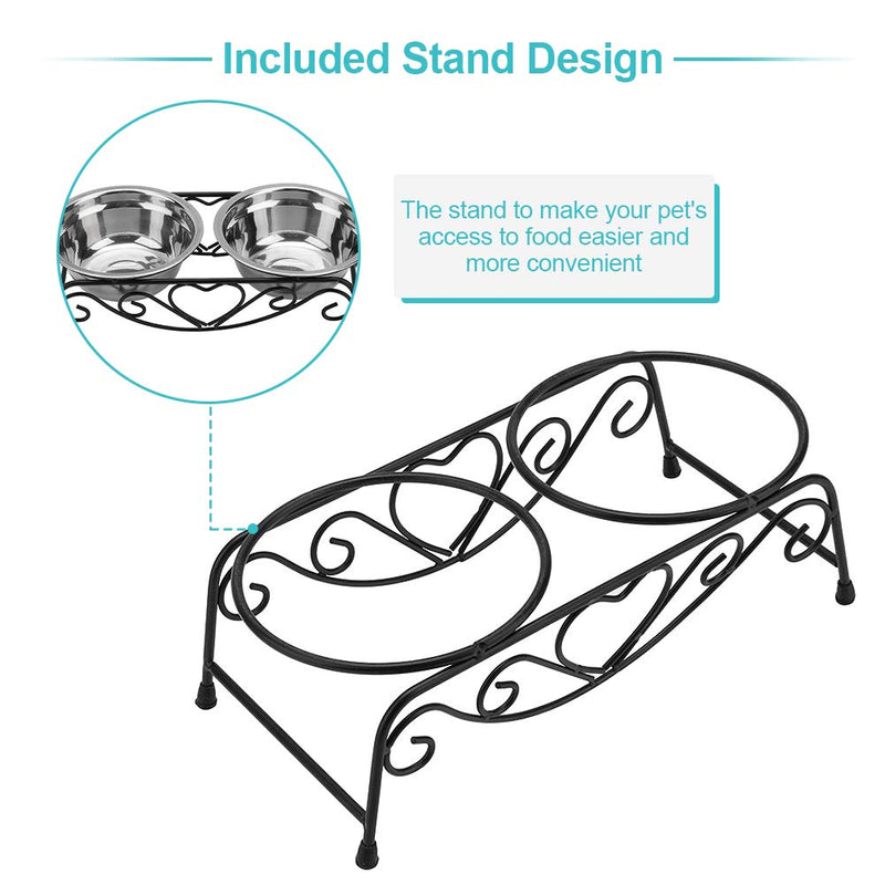 Stainless Steel Dog Bowl, Metal Dog Bowls Double Dog Bowls with One Stand for Small Medium Pets Dogs Cats(2 Pack) - PawsPlanet Australia