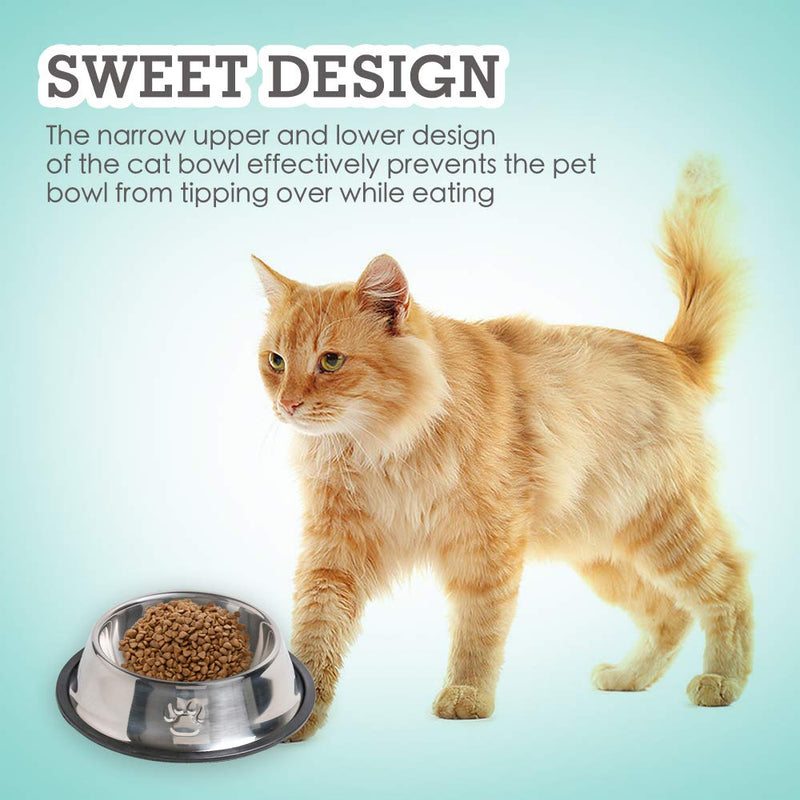 [Australia] - WANTKA Cat Bowl Dog Bowl Pet Stainless Steel Cat Food Water Bowl Non-Slip Rubber Base for Small Dogs Cats Animals Sliver 