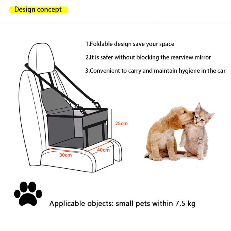 MOLAIER Dog car seat with foldable and breathable pet safety seat belt portable pet booster seat, suitable for small pets - PawsPlanet Australia