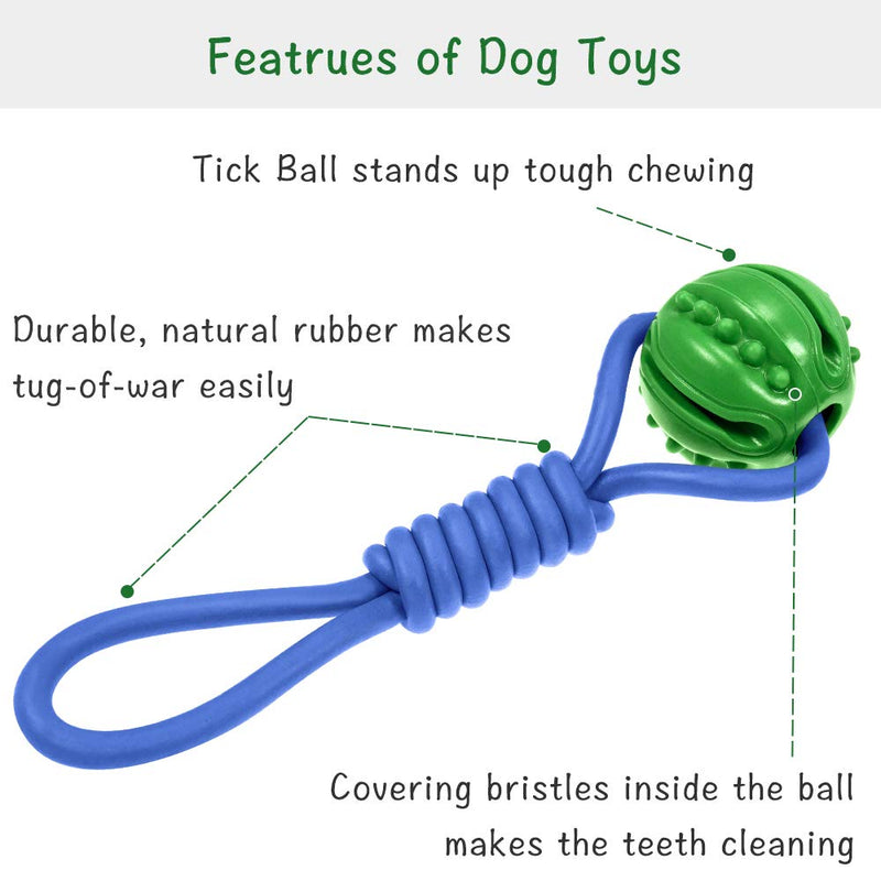 [Australia] - QDAN Interactive Dog Chew Rope Toys for Puppy Teething Durable Natural Rubber Toys for Small & Medium Dogs Bite Resistant Tough Tug of War 