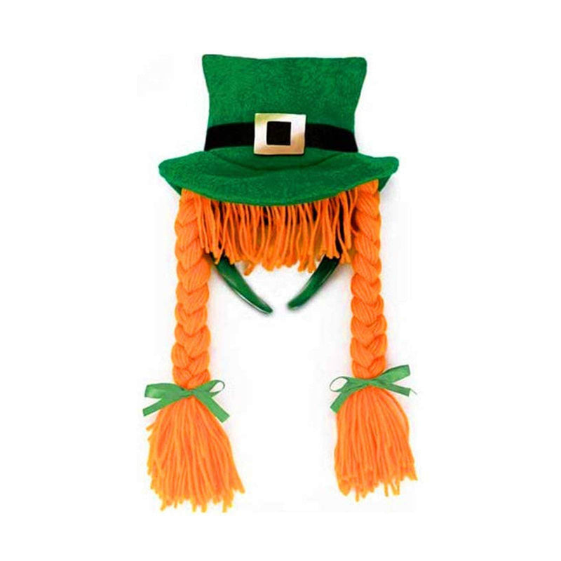 2PCS St. Patrick's Day Woman Hat with Orange Tress Green Dog Cap Cute Cosplay Headband Man Party Headband Lrish Festival Head Accessories Pet Hood for Girl Boy Dogs Pets - PawsPlanet Australia