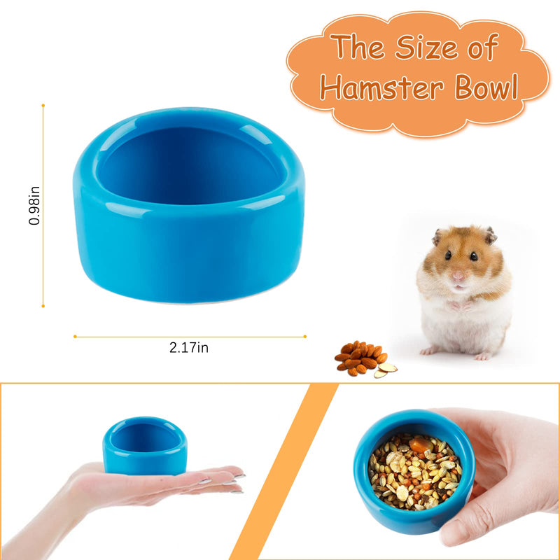 Fitlyiee Ceramic Chew-Resistant Hamster Bowl Dish for Hamsters Hedgehog Guinea Pig and More Small Animals Blue - PawsPlanet Australia