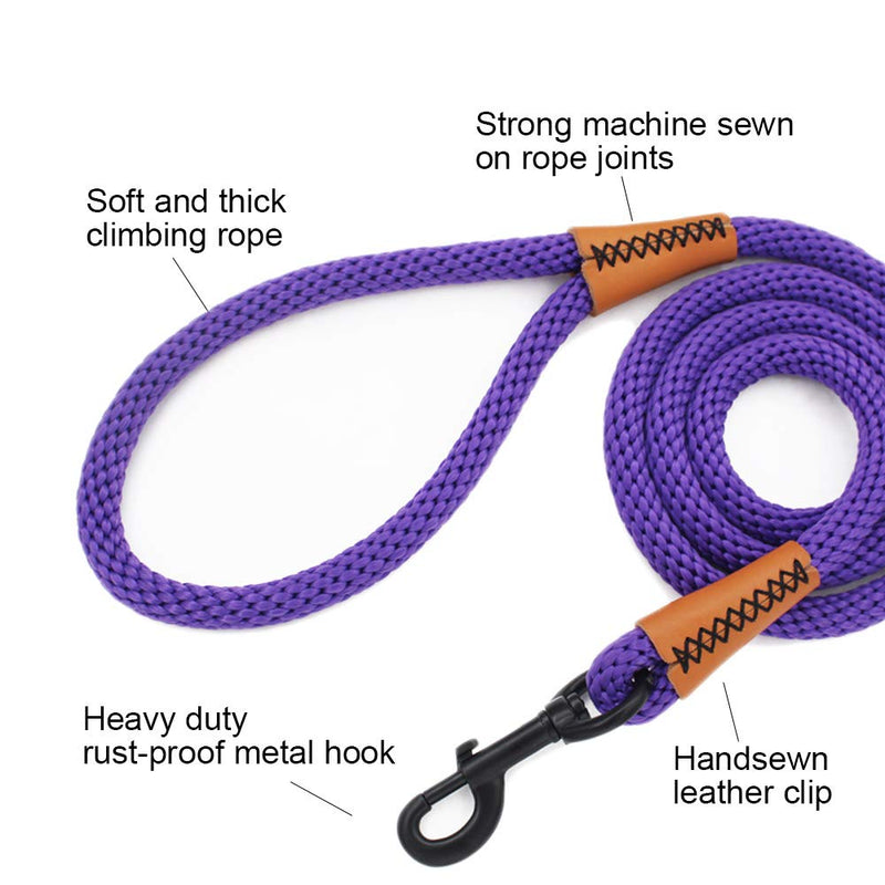 lynxking Braided Dog Rope Pet Leash Dog Traction Rope Leashes Dog Walking Training Lead for Medium Large Dogs 4Feet Purple - PawsPlanet Australia