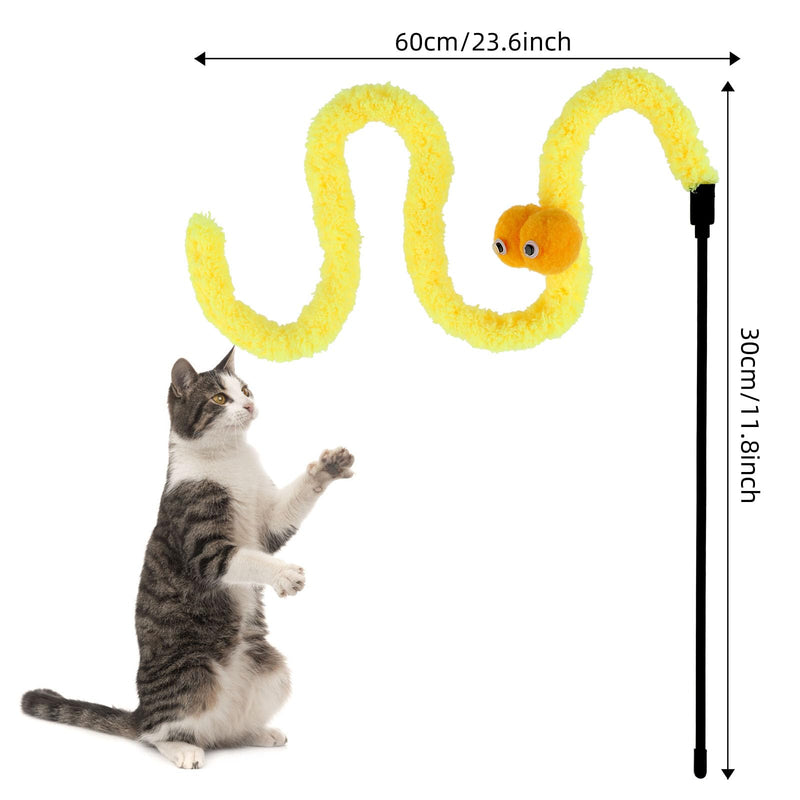 cobee Cat Magic Wand Rainbow Toy, 3pcs Rainbow Worm Toy Funny Colorful Fluffy Worms Wand for Kitten Training Cats Interactive Catcher Teaser Ribbon Exerciser - PawsPlanet Australia