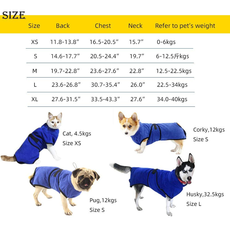 MEROURII Dog Bathrobe Towel with Adjustable Strap Microfibre Fast Drying Super Absorbent Pet Cat Towelling Robe Moisture Absorbing Bath Robe Quick Drying Pet Bath Towel (S,Purple) - PawsPlanet Australia