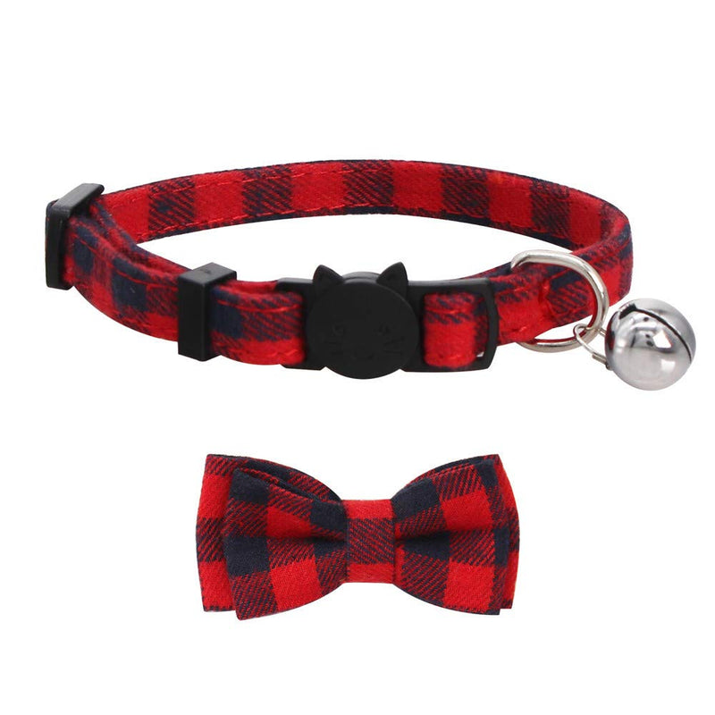 SLSON 4 Pack Cat Collars Breakaway with Bell Cat Collars with Cute Bowtie for Pet Kitten Cats and Small Dogs Pets Adjustable from 8-11In Plaid - PawsPlanet Australia