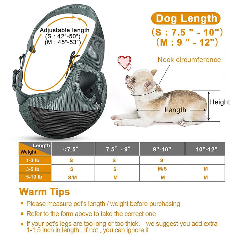 AOFOOK Dog Sling Carrier, Adjustable Puppy Sling Carrier, Pet Carrier Dog Purse Dog Backpack Carrier Dog Carrying Bag Small Animal Carriers Cat Sling Carrier Dog Pouch Holder Carry Bag Packs Bjorn for Small Dogs Black-Mesh M - Up to 10 lbs - PawsPlanet Australia