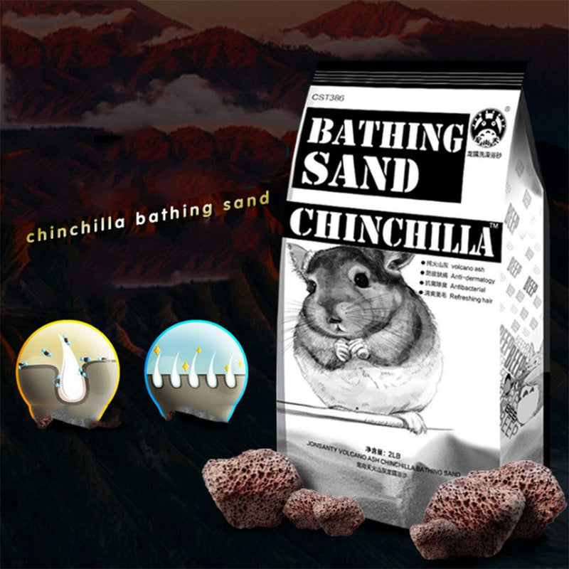 [Australia] - Gerbil Sand Chinchilla Bath Dust Hamster Bathing Sand Pure Pumice Dust Sand Toys for Degus Guinea Pigs Bunny Rabbits (2LB) 