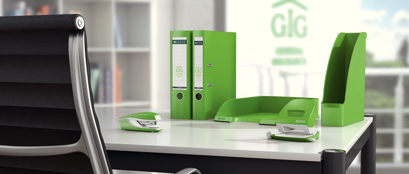 Leitz office stapler for 30 sheets, metal stapler with plastic elements, including 200 staples, NeXXt series, green, 55020050 light green cardboard packaging - PawsPlanet Australia